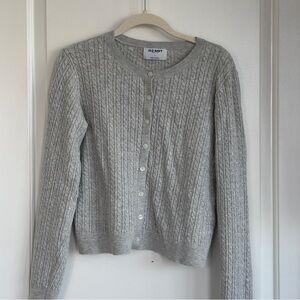 Old Navy Light Gray Cable Knit Button Cardigan